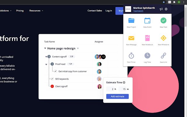 Teamwork for Chrome  from Chrome web store to be run with OffiDocs Chromium online