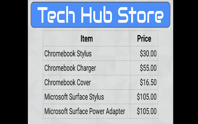 Tech Hub Store dal Chrome Web Store da eseguire con OffiDocs Chromium online