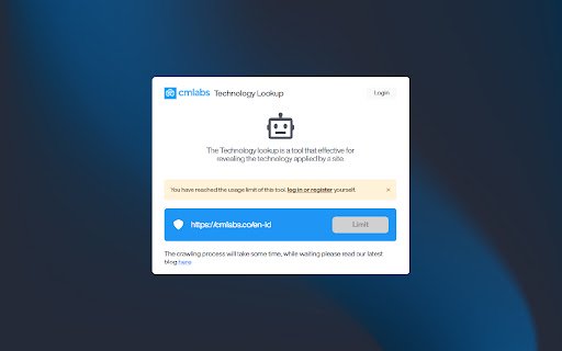 Technology Lookup cmlabs SEO Tools  from Chrome web store to be run with OffiDocs Chromium online