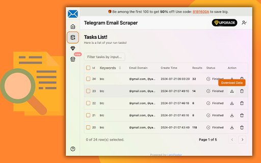 Telegram Email Scraper  from Chrome web store to be run with OffiDocs Chromium online