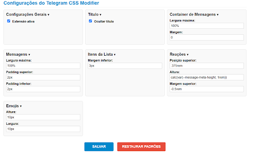 Telegram Full Size Layout Change  from Chrome web store to be run with OffiDocs Chromium online
