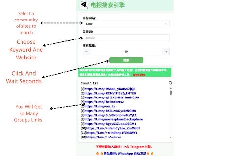 Telegram Group and Channel Search Tool  from Chrome web store to be run with OffiDocs Chromium online