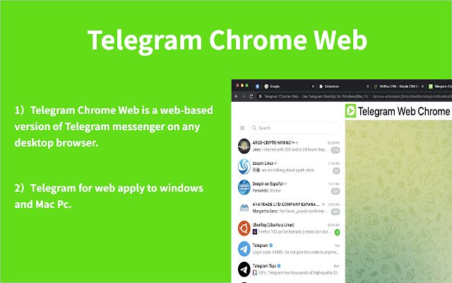 Telegram Web OffiDocs Chromium çevrimiçi ile çalıştırmak için Chrome web mağazasından Windows/Mac'te TG kullanın