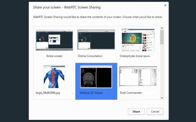 tEMed WebRTC Screen Sharing da Chrome Web Store para ser executado com OffiDocs Chromium online