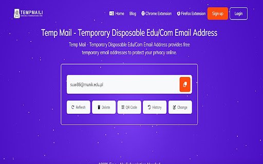 Temp Mail Edu Email  from Chrome web store to be run with OffiDocs Chromium online