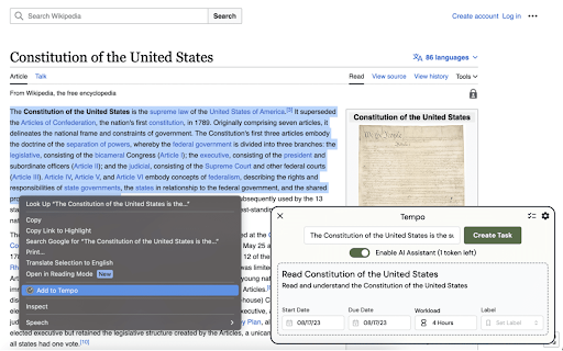 Tempo  from Chrome web store to be run with OffiDocs Chromium online