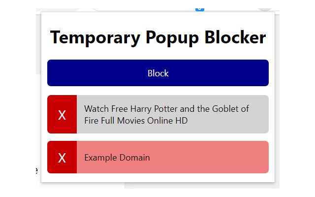 Temporary Popup Blocker  from Chrome web store to be run with OffiDocs Chromium online
