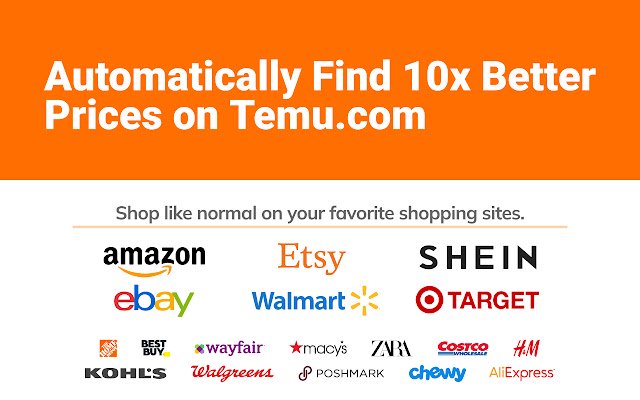 Temu: Encuentre automáticamente precios 10 veces mejores en la tienda web de Chrome para ejecutarlos con OffiDocs Chromium en línea