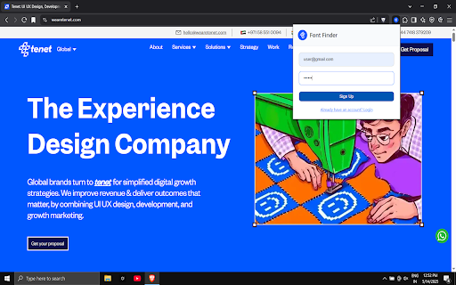 Tenet Font Finder  from Chrome web store to be run with OffiDocs Chromium online