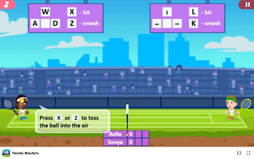 Tennis Masters Game Challenge friends or the computer in 2 player mode!  from Chrome web store to be run with OffiDocs Chromium online
