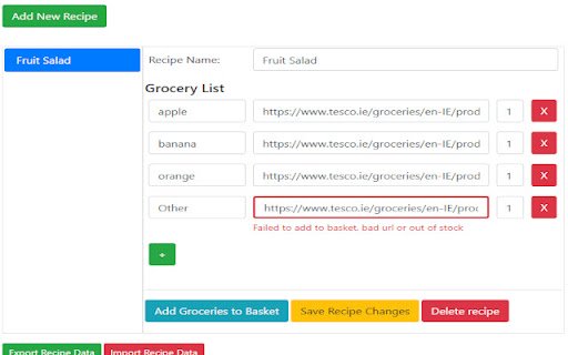 Tesco and Dunnes Auto Basket  from Chrome web store to be run with OffiDocs Chromium online