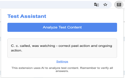Test Assistant  from Chrome web store to be run with OffiDocs Chromium online