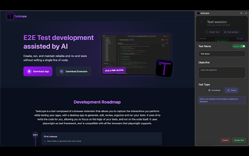 testcope  from Chrome web store to be run with OffiDocs Chromium online