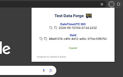 Test Data Forge  from Chrome web store to be run with OffiDocs Chromium online