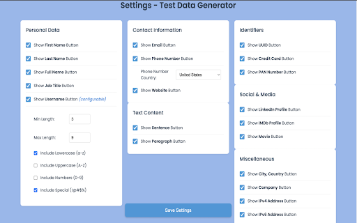 Test Data Generator  from Chrome web store to be run with OffiDocs Chromium online