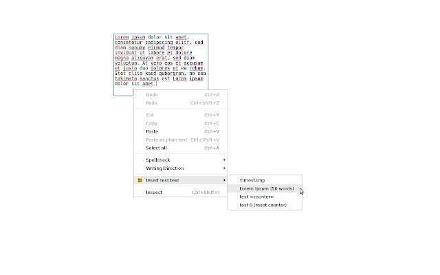 Test Text Generator  from Chrome web store to be run with OffiDocs Chromium online