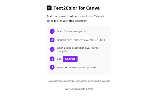 Text2Color for Canva  from Chrome web store to be run with OffiDocs Chromium online