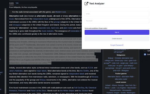 Text Analyzer  from Chrome web store to be run with OffiDocs Chromium online