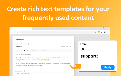 Text Expander: Text Shortcuts and Forms  from Chrome web store to be run with OffiDocs Chromium online