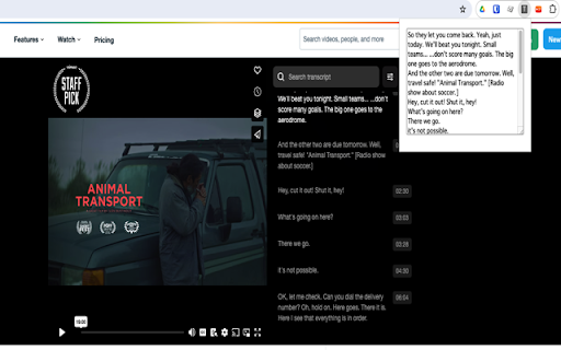 Text Extractor from Transcripts  from Chrome web store to be run with OffiDocs Chromium online