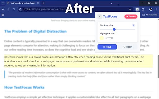 TextFocus  from Chrome web store to be run with OffiDocs Chromium online