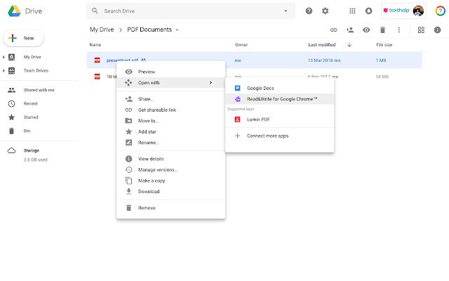 Texthelp PDF Reader App  from Chrome web store to be run with OffiDocs Chromium online