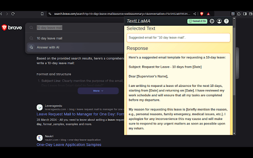 TextLLaMA  from Chrome web store to be run with OffiDocs Chromium online