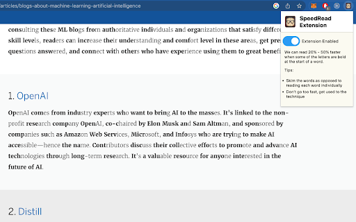 Text Speed reading Extension  from Chrome web store to be run with OffiDocs Chromium online