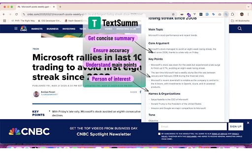 TextSummary  from Chrome web store to be run with OffiDocs Chromium online