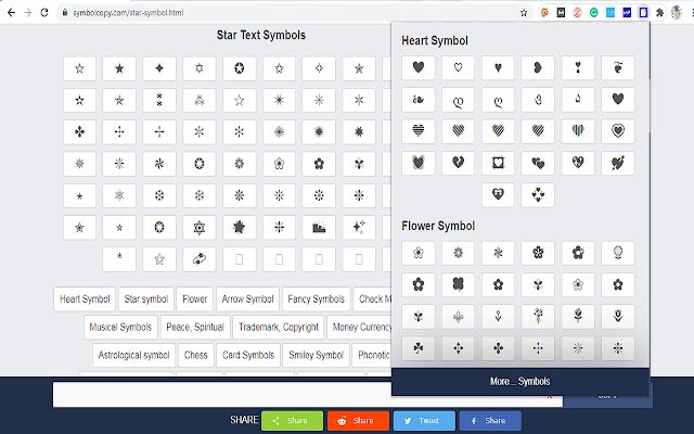 Text Symbols  from Chrome web store to be run with OffiDocs Chromium online