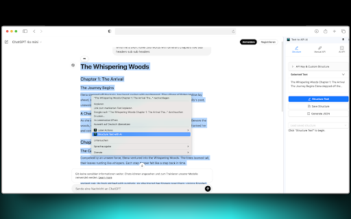 Text to API  from Chrome web store to be run with OffiDocs Chromium online