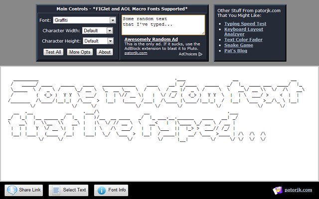 Texto para ASCII Art da Chrome Web Store para ser executado com OffiDocs Chromium online