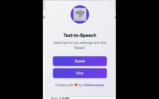 TextToSpeech  from Chrome web store to be run with OffiDocs Chromium online