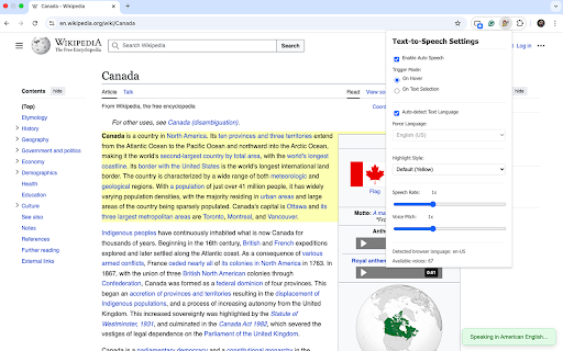Text to Speech Extension  from Chrome web store to be run with OffiDocs Chromium online