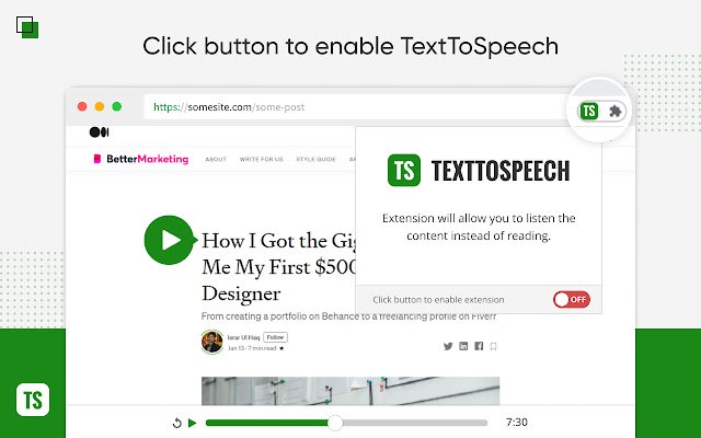 Estensione di sintesi vocale dal negozio Web di Chrome da eseguire con OffiDocs Chromium online