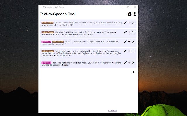 Text to Speech Voice Narration Tool ze sklepu internetowego Chrome do uruchomienia z OffiDocs Chromium online