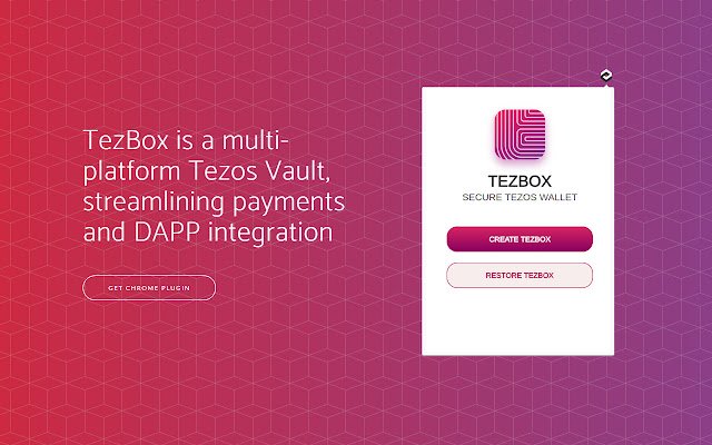 ক্রোম ওয়েব স্টোর থেকে TezBox Tezos Wallet OffiDocs Chromium-এর সাথে অনলাইনে চালানো হবে