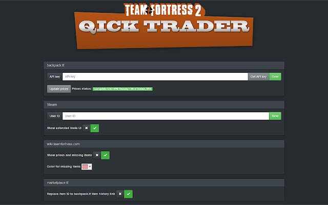 TF2 Quick Trader aus dem Chrome-Webshop, der mit OffiDocs Chromium online ausgeführt werden soll