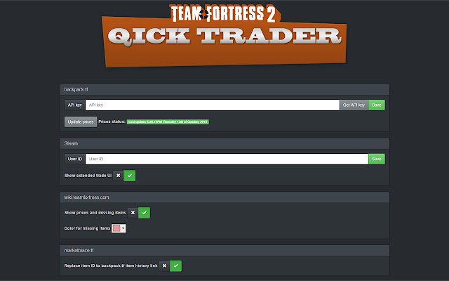 Chrome 웹 스토어의 TF2 Quick Trader가 OffiDocs Chromium 온라인과 함께 실행됩니다.