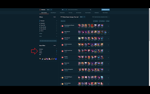 Tftactics Item Filter  from Chrome web store to be run with OffiDocs Chromium online