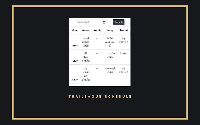 Jadual liga Thailand dari kedai web Chrome untuk dijalankan dengan OffiDocs Chromium dalam talian