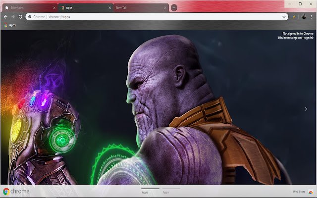 Găng tay vô cực Thanos Avengers Endgame từ cửa hàng Chrome trực tuyến sẽ được chạy với OffiDocs Chromium trực tuyến