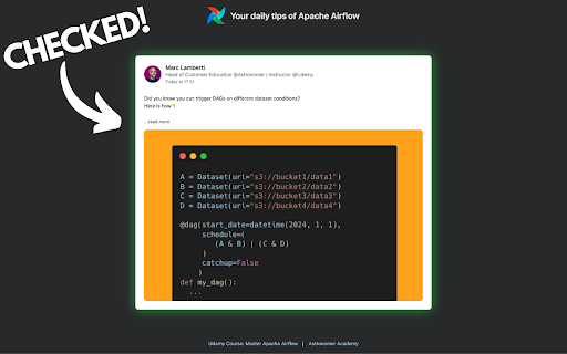 The Airflow Daily Tips  from Chrome web store to be run with OffiDocs Chromium online The Airflow Daily Tips  from Chrome web store to be run with OffiDocs Chromium online