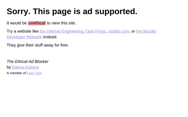 Ang Ethical Ad Blocker mula sa Chrome web store na tatakbo sa OffiDocs Chromium online