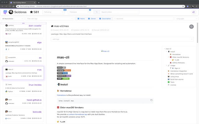 The FKing Github  from Chrome web store to be run with OffiDocs Chromium online