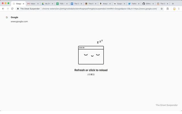 Le Greater Suspender de la boutique en ligne Chrome doit être exécuté avec OffiDocs Chromium en ligne