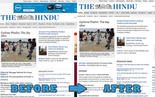 The Hindu Revamp  from Chrome web store to be run with OffiDocs Chromium online