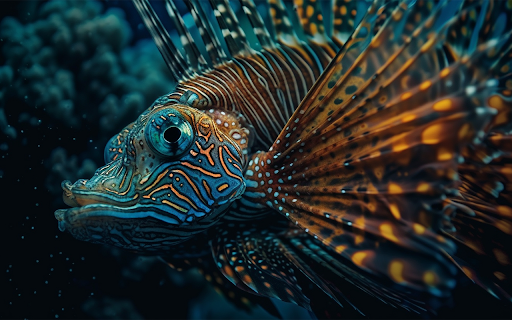 The lionfish shows off its yellow  from Chrome web store to be run with OffiDocs Chromium online