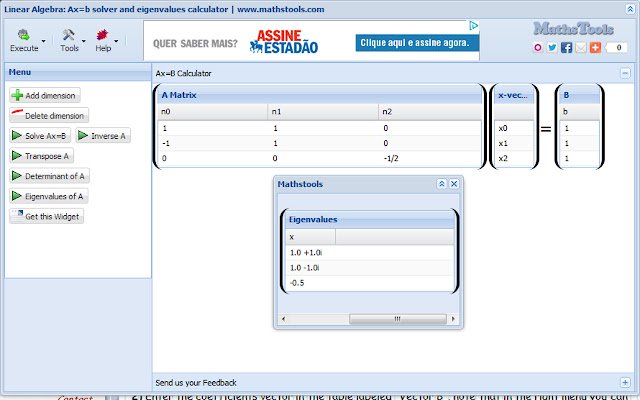 The Matrix Calculator  from Chrome web store to be run with OffiDocs Chromium online