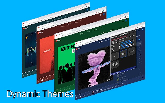Chrome ウェブストアの YouTube Music™ 用 ThemeSong (ダイナミック テーマ) を OffiDocs Chromium online で実行